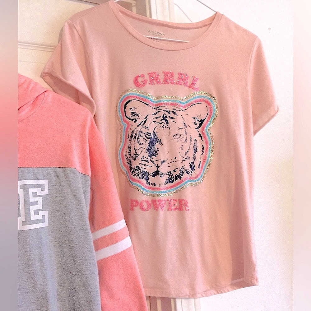 Arizona Tiger Tshirt Girl’s 20 PLUS PEACH Glitter